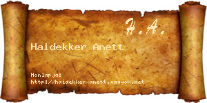 Haidekker Anett névjegykártya